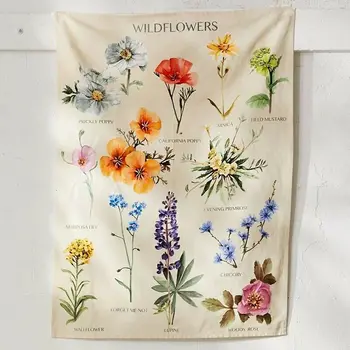Botanikos Wildflower Gobelenas Sienos Kabo Gėlių Diagramos Bohemijos