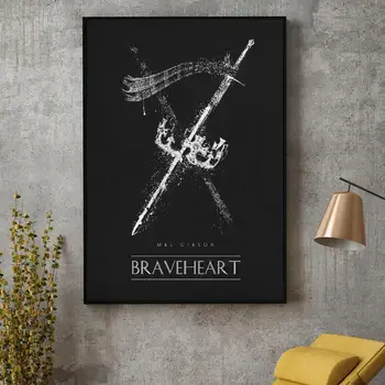 Braveheart Black & White Klasikinių Filmų Plakatų Šilko SIENOS Meno Tapybos Dekoro be Rėmelio