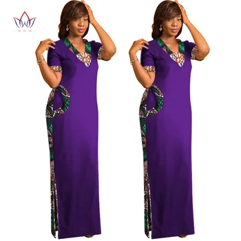 BRW Afrikos Drabužiai Moterims trumpomis Rankovėmis Maxi Suknelės Tiesiai Suknelė Spausdinti Suknelė Dashiki Afrikos Spausdinti Ilga Suknelė WY1237