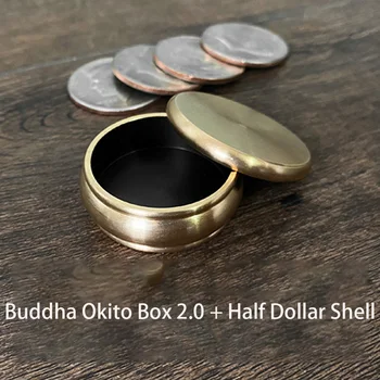 Buda Okito Box 2.0 （Pusę Dolerio Shell ）Magija Gudrybės Etape Arti Magia Mentalism Iliuzija Gudrybė, Atraminiai Monetos Prasiskverbti Magie