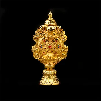 Budistų Prekių Fantastinis Auksą, Padengtą Tantros Aštuonių Laimingas Simbolių Šventykla Pilnas Laimės ir Išminties Dekoratyvinės Statulėlės