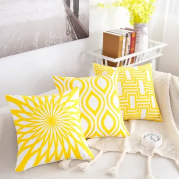 BUČINYS KARALIENĖ geltonos spalvos, siuvinėta pagalvėlė padengti geometrinis mesti pagalvę padengti dekoratyvinės pagalvės užvalkalą už sofos namuose