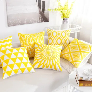 BUČINYS KARALIENĖ geltonos spalvos, siuvinėta pagalvėlė padengti geometrinis mesti pagalvę padengti dekoratyvinės pagalvės užvalkalą už sofos namuose