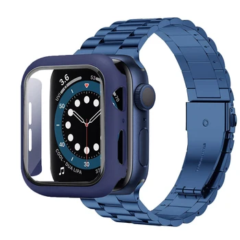 Byloje + diržu, apple watch 6 iwatch juosta 5 4 SE 44mm 40mm juostos atveju Grūdintas Stiklas Screen Protector ir Ultra Plonas apyrankė