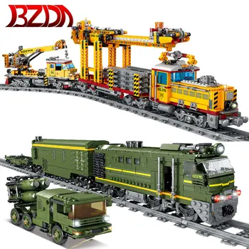 BZDA Karinės Elektrinio Traukinio Blokai greitųjų geležinkelių Metro Modelio Plytų Geležinkelio Bėgių Klojimo Mašina Balistinių Vaikų Žaislas