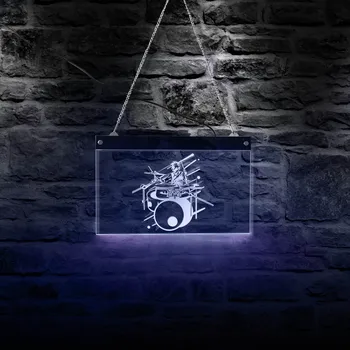 Būgno Juosta Elektrinis Ekranas Pasirašyti Roko Muzikos Dekoratyvinės Sienų Ženklai Naktį Žibintai Muzikos Studija, LED Apšvietimas, Sienų Dekoras Būgnininkas Dovana
