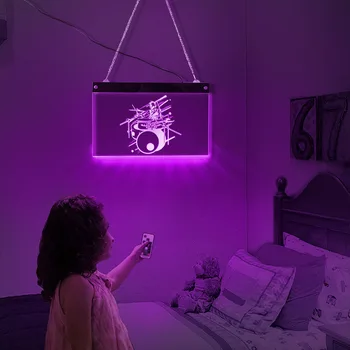 Būgno Juosta Elektrinis Ekranas Pasirašyti Roko Muzikos Dekoratyvinės Sienų Ženklai Naktį Žibintai Muzikos Studija, LED Apšvietimas, Sienų Dekoras Būgnininkas Dovana