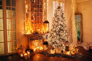 Capisco Kalėdų Eglutė Fotografijos Backdrops prabangus gyvenamasis kambarys Židinys žvakių šviesos Dekoracijos Studija Nuotrauka Prop Fonas