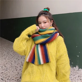CARTELO Naujas moterų skara korėjos spalvinga žiema mergina saldus Japonų mielas studentų vilnoniai megzti šiltas šalikas moteriška