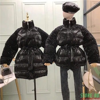 China Medvilnė Paminkštinimas Drabužius Moterų Žiemos Paltai Naujas Juosmens Šiltas Parko Paltai Žiemos Striukė Moterų Apsiaustai Su Diržo MY290