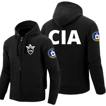 CIA Palaidinės Vyrų Mados Centrinės Žvalgybos Agentūra Spausdinti Žiemos Vilnos Užtrauktukas Hoodies Hoody Mens Moterų Kailis Streetwear