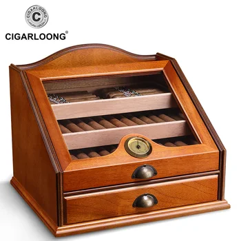 CIGARLOONG Cigarų Kedro Medienos Drėkina Lauke Humidoras Kabineto Didelės Talpos Tinka 100 Keturi Sluoksnis Cigarų Humidoras Medienos dėžė CLA-A0012