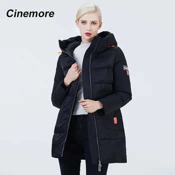 Cinemore 2020 NAUJA, Moterų žiemos striukė Mados Kontrasto spalvų Cool Coat žiemos moterys Pleistras šiltas kišenėje Blizgus susiuvimo 2072
