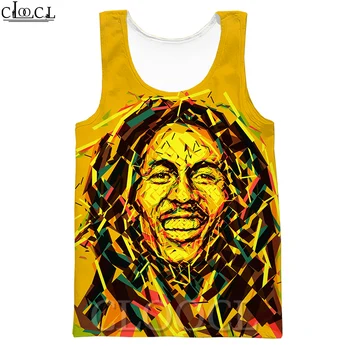 CLOOCL 2021 m. Vasarą Dainininkas Bobas Marley tankų 3D Spausdinimo Streetwear Vyrų Mados Rankovių Sporto Salė Bako Viršuje Vyrų, Moterų Drabužiai