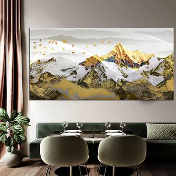 CNPAINTING Sienos paveiksl Cavas Tapybos Kraštovaizdžio Spausdinti Aukso Kalnų Plakatas Spaudinių Kambarį Namų Dekoro be Rėmelio