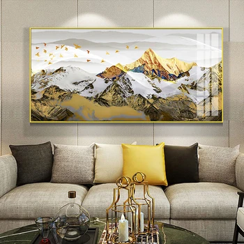 CNPAINTING Sienos paveiksl Cavas Tapybos Kraštovaizdžio Spausdinti Aukso Kalnų Plakatas Spaudinių Kambarį Namų Dekoro be Rėmelio