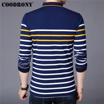 COODRONY Prekės Long Sleeve T Shirt Vyrai Streetwear Dryžuotas Marškinėlius Rudenį Medvilnės Marškinėliai Vyrams, Verslo Atsitiktinis Marškinėliai Homme 95030