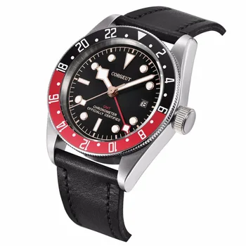 Corgeut Mechaninė Vyrų Automatinis laikrodis safyro stiklas GMT Sporto Plaukti Laikrodis Oda Prabangus Laikrodis top Brand Relojes Hombre