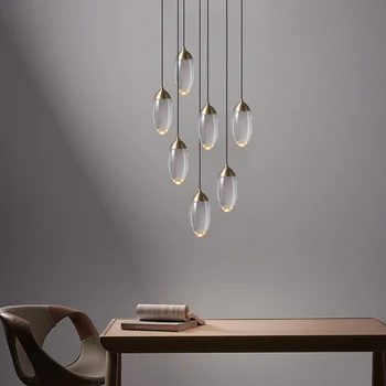 Crystal Laiptų Liustra apšvietimo šiuolaikinės vario prabangus dizainas kabo lempa svetainė/valgomasis stalo apdailos šviestuvas