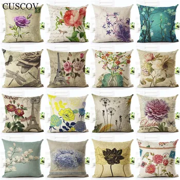 CUSCOV gėlių nuotraukos medvilnės skalbiniai, sofos pagalvėlė padengti kambarį apdailos, apimanti užvalkalas mados automobilio sėdynės pagalvę padengti