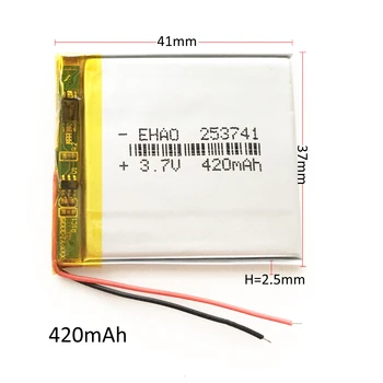 Daug 5 vnt EHAO 253741 3.7 V 420mAh ultra plonas LiPo Ličio Polimerų Įkraunamą Bateriją ląstelių Mp3 GPS smart žiūrėti garsiakalbis