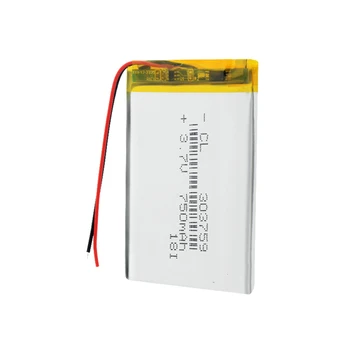 Daugkartinio įkrovimo baterija 303759 3,7 V ličio polimero baterija, 750mAh tachografo general electric core GPS navigatorius 303759 MP3