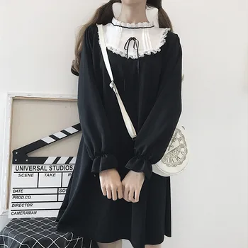 Derliaus Gothic Lolita Suknelės Juoda Japonijos Harajuku Slim Stiliaus Suknelė