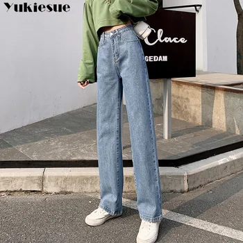 Derliaus Pločio Kojų Moteris, Džinsai Moterims Mama High Waisted Džinsai Atsitiktinis Ilgos Kelnės korėjos Streetwear Džinsinio audinio Kelnės 2020 M. Vasarą