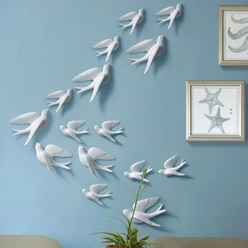 Derva 3d Nuryti Paukščių figūrėlės sienų Lipdukai namų dekoro priedai kambarį namo apdailos lipdukai sienų apdaila
