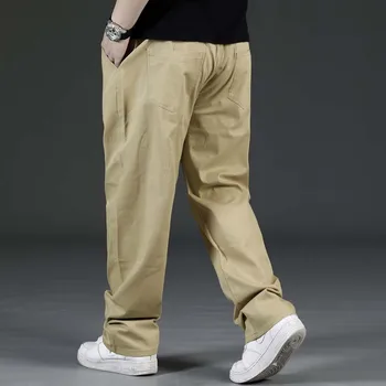 Didelis Dydis Hip-Hop Pants Mens Poilsiu Kelnės Tiesus Palaidi Baggy Kelnės Medvilnė Haremo Kelnės Streetwear Elastinga Juosmens Vyrų Drabužiai