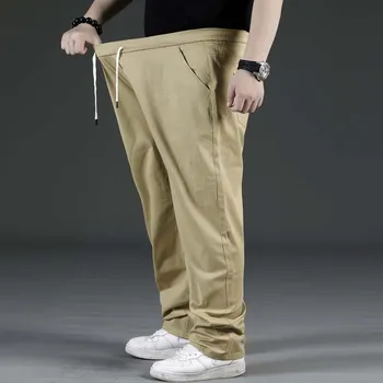 Didelis Dydis Hip-Hop Pants Mens Poilsiu Kelnės Tiesus Palaidi Baggy Kelnės Medvilnė Haremo Kelnės Streetwear Elastinga Juosmens Vyrų Drabužiai