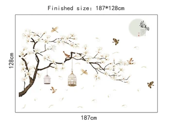 Didelis Dydis Medis Sienų Lipdukai Paukščių, Gėlių Namų Dekoro Tapetai Gyvenimo Kambario, Miegamasis 