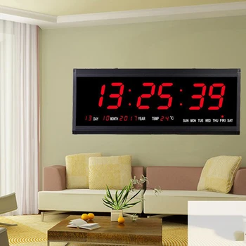Didelis LED Skaitmenų Signalizacijos Sieninis Laikrodis 24H Laiko Rodymas Apšvietimas Office Mokyklos Namų Reikmenys - Naktinis Režimas, Apšvietimas LED Ekrano ES