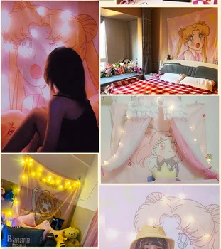 Didelis Miegamojo Sienų Dekoras Gobelenas Sailor Moon Atspausdintas Sienos Kabo Gobelenai Dekoratyvinis Fonas Audiniu Kambario Dekoro Lovatiesė
