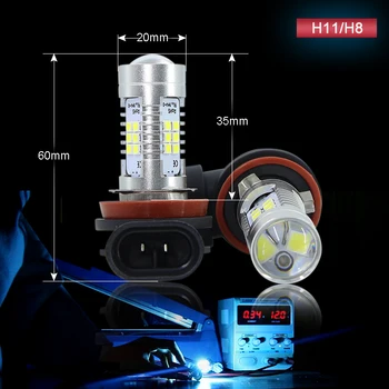 Didmeninė prekyba(10 vnt.) CanBus LED Nr. klaida, H8, H11 + H11 dekoderiai Ne Mirksi už Priešrūkinis Žibintas Baltas Automobilių Vairavimo Veikia Lempa Auto