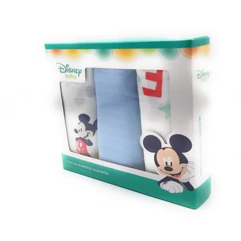 DISNEY BABY - Rinkinys, 3 Vnt Medvilniniai Seilinukai Mickey Mouse ATSPAUSDINTAS ŠIFONO 70x70 cm