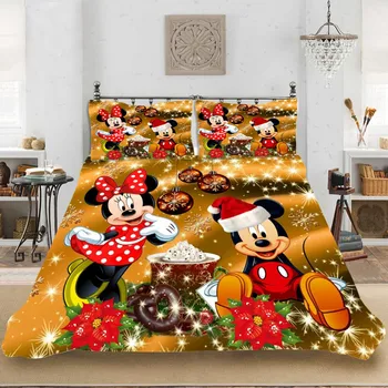 Disney Filmukai Mickey Minnie Mouse Patalynės Komplektas Duvent Dangtelį Nustatyti 3Pcs Berniukams, Mergaitėms, Vaikams, Suaugusiems, Namų Tekstilė, Kalėdų Dovana