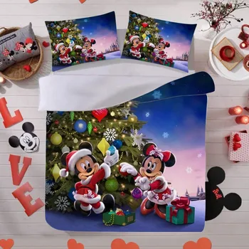 Disney Filmukai Mickey Minnie Mouse Patalynės Komplektas Duvent Dangtelį Nustatyti 3Pcs Berniukams, Mergaitėms, Vaikams, Suaugusiems, Namų Tekstilė, Kalėdų Dovana