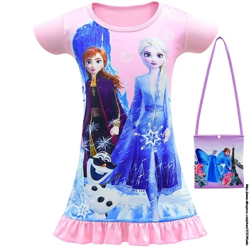 Disney Nauja Mergina Princesė Užšaldyti Elsa Namų Suknelė +Maišas Kūdikių, Mergaičių Pižamos Pižamą Vaikai Sleepwear 2-9Y