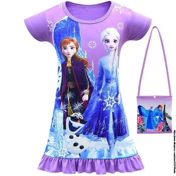 Disney Nauja Mergina Princesė Užšaldyti Elsa Namų Suknelė +Maišas Kūdikių, Mergaičių Pižamos Pižamą Vaikai Sleepwear 2-9Y