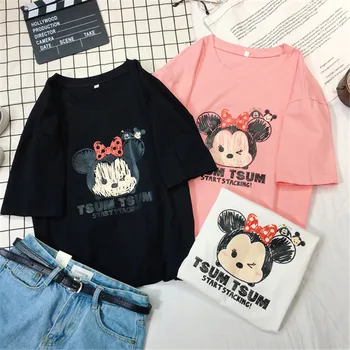 Disney Tsum Tsum Moterų marškinėliai Mickey Mouse ančiukas Donaldas Harajuku Mielas Animacinių filmų Vasaros marškinėliai Moterims, Moterų Drabužiai Viršuje Tees