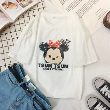 Disney Tsum Tsum Moterų marškinėliai Mickey Mouse ančiukas Donaldas Harajuku Mielas Animacinių filmų Vasaros marškinėliai Moterims, Moterų Drabužiai Viršuje Tees