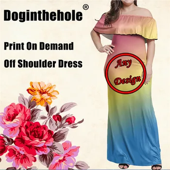 Doginthehole Havajai Maoli Kanaka Genčių Moterų Mados Maxi Suknelė Pynimas Stiliaus Off Peties Šalis Suknelė Moterų Plius Dydis Medžiaga