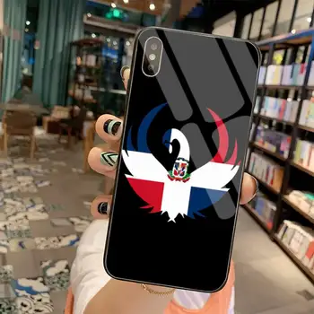 Dominikos Respublikos Vėliava Bling Mielas Telefono dėklas Grūdintas Stiklas iPhone 11 Pro XR XS MAX 8 X 7 6S 6 Plus SE 2020 atveju