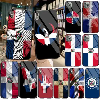 Dominikos Respublikos Vėliava Bling Mielas Telefono dėklas Grūdintas Stiklas iPhone 11 Pro XR XS MAX 8 X 7 6S 6 Plus SE 2020 atveju