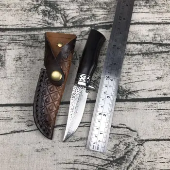Dropship damask modelis fiksuotu peilį, išgyvenimo damasko plieno VG10 mažas juodmedžio medienos rankena medžioklės peilis medžioklės įrankis