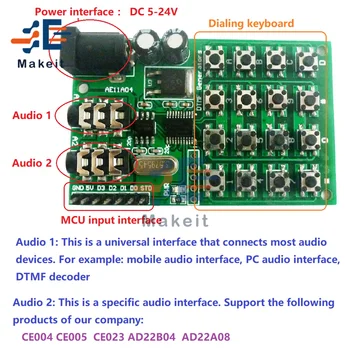 DTMF Garso Generatoriaus Modulis Balso Kodavimo Dual Tonų Siųstuvas Multi-Mygtukas Klaviatūra, Garso Kontrolės Valdyba DC 5-24V už Arduino