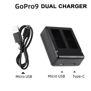 Dual Channel Baterijos kroviklis Greito Įkrovimo Langelis Tilptų Tipas Micro USB Įkrovimo Kabelis Gopro hero 9 black fotoaparato priedai
