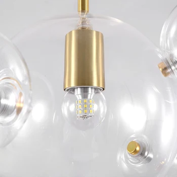 E27 LED Postmodernaus Stiklo Burbulas Auksas, Sidabras Dizaineris Pakabos Šviestuvas Lampen Lempos Kabo Pakabukas šviesos Fojė