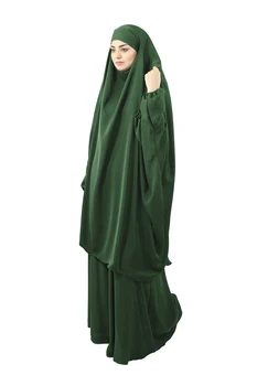 Eid Kuklus Musulmonų Moterys Ilgai Khimar Paryer Drabužis Suknelę 2 Dalių Komplektas Abaja Pilnas Draudimas Islamo Drabužių Kaftan Jilbab Djellaba